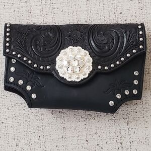 Nocona Black Phone Case with Silver Accents
